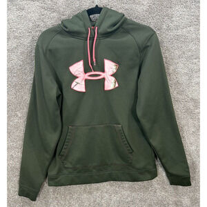 Under Armour Hoodie Womens Medium Green Pink Coldgear‎ Realtree Semi Fitted